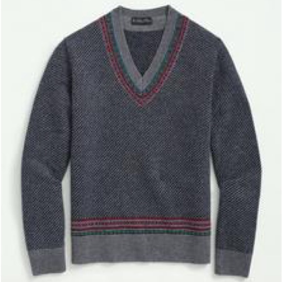 Lambswool Jacquard Tennis Sweater - Picture 1 of 7